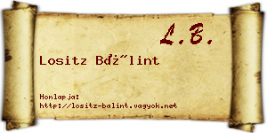 Lositz Bálint névjegykártya